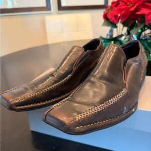 Steve Madden Dark Brown Leather Slip-On Oxfords